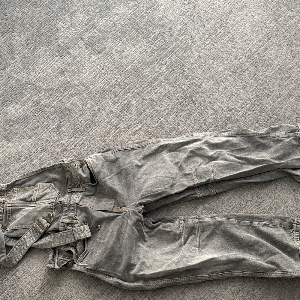 We The Free Charcoal Denim Overalls